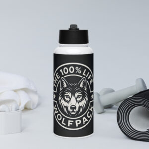 Wolfpack Stainless steel water bottle with a straw lid